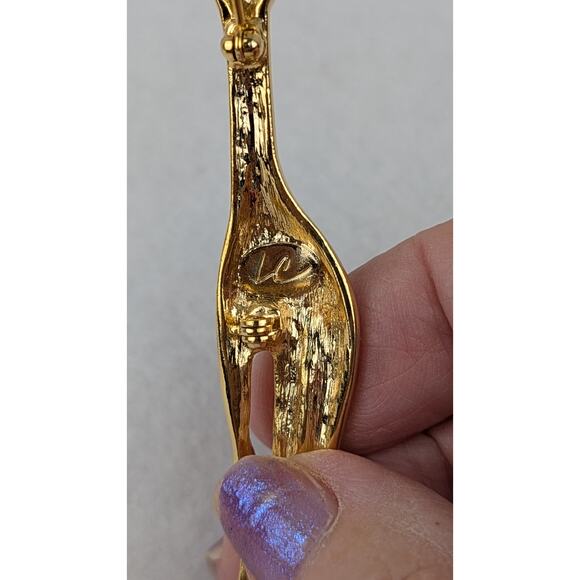 Giraffe gold vermeil pin/brooch Signed Liz claiborne Retro Y2K 23/4"x 5/8"EUC - Picture 8 of 8
